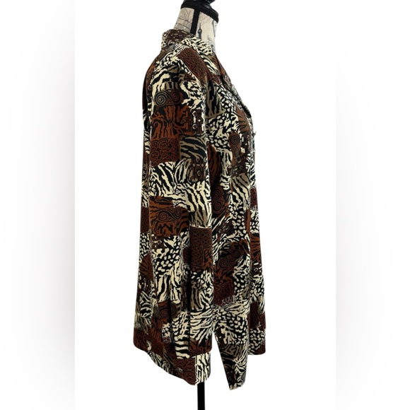 Michele Leslie California VINTAGE 90s Safari Patchwork Button-Down Blouse Size M - Picture 4 of 10